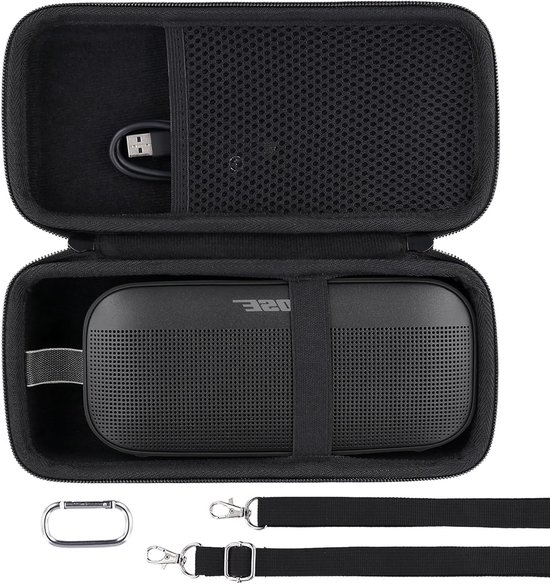 Harde Beschermcase voor Bluetooth Draagbare Speaker, Geschikt voor Bose SoundLink Flex 2e Generatie, Zwart, Case Alleen