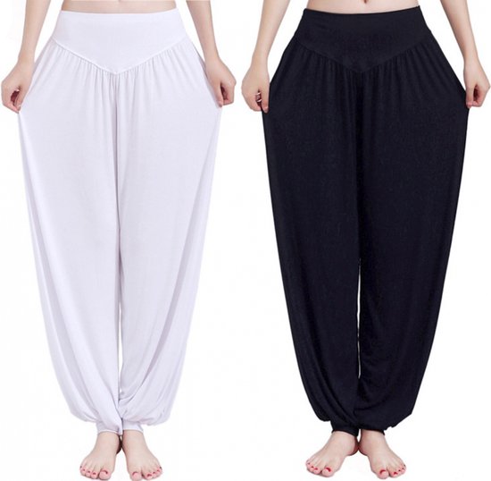 Harembroek - 2 stuks - Harem palts - Yogabroek - Luchtige broek - Loose pants - Losse broek - Chillbroek - Chillpants - Yoga - Hoge taille - Mooie lijnen - Elastische - XXL van Merkloos
