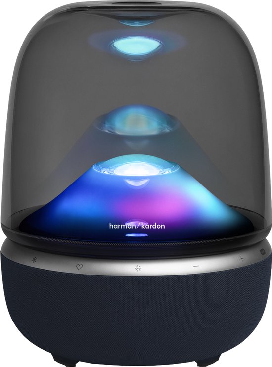 Harman Kardon Aura Studio 5 WiFi - Premium Design WiFi Speaker met 360° Geluid & Ambient Lighting - Bluetooth, AirPlay & Chromecast - Draadloze Luidspreker - Zwart