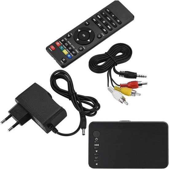 HD Mediaspeler - Videospeler USB - Films Kijken - Afstandsbediening Inbegrepen - 20x13x4 cm - Zwart