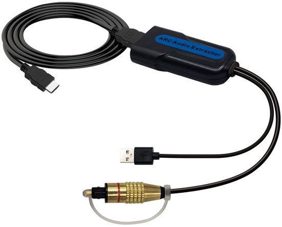 HDMI ARC-audio-extractor - 192 kHz/24 bit - HDMI high-definition audio-converter - Optische Toslink SPDIF-uitgang - Zwart - 67*35*15 mm - Kabellengte 150 cm - Geschikt voor HDTV's - ARC/EARCTV naar optische soundbar - Home cinema