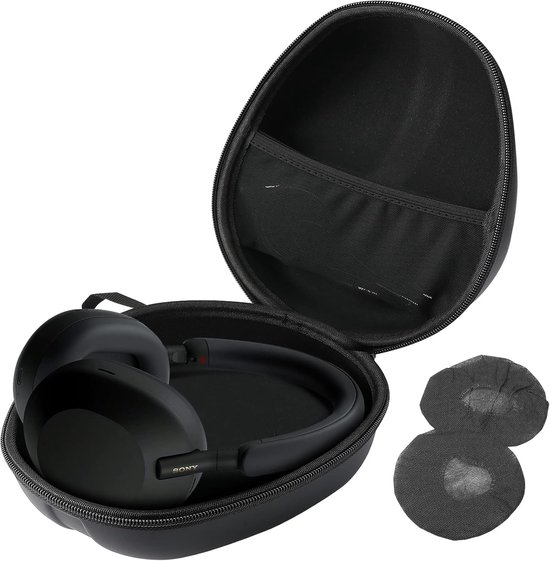 Headphone Case voor Sony, Beats, Audio Technica, Bose QC, JBL, Mpow, JVC, Thor, Panasonic, Hardshell Eva Draagtas Headset Cover Case Koptelefoon Hoes met 2 Stofkappen- Zwart