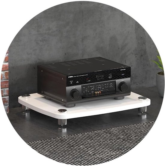 Hifi Audio Kast - Platenkast Versterker - Geluidsverbetering - Schokabsorberende Voeten - 60 x 48 x 10 cm - Wit