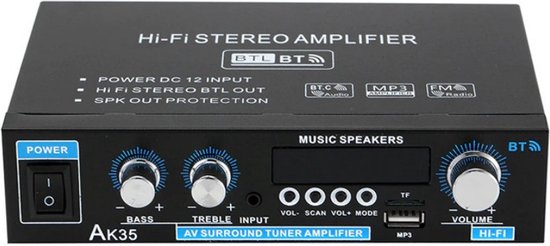 HIFI Bluetooth Power Amplifier | 400W | Versterker | Stereo Versterker | Mediaspeler