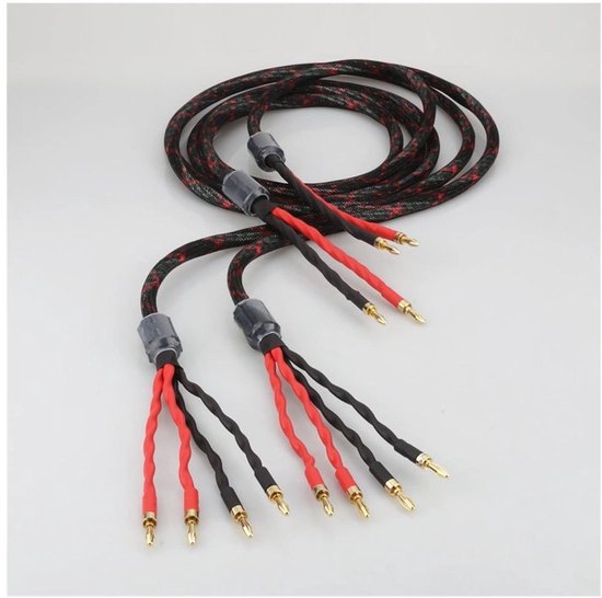 HIFI Cable Banana to Banana Plug Biwire Electric Speaker Cable Speaker Cable Audio Line(2 Meters)