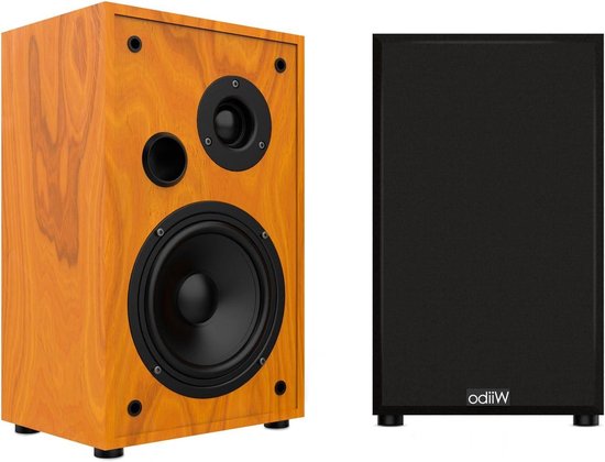 Hifi Luidsprekers - Boekenplank set - Muziek Luisteren - Diep Geluid - 22.5 x 18.5 x 30cm - Walnoot
