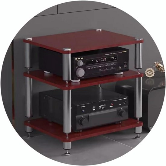 Hifi meubel - Audiomeubel luidsprekerstandaard - Geluidskwaliteit verbeteren - Schokdemperpoten - 60 x 48 x 60 cm - Rood