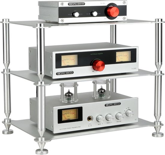 Hifi Rack - Audio Meubel - Geluidsapparatuur Organiseren - Modulair Stapelbaar - 30x20 cm - Grijs