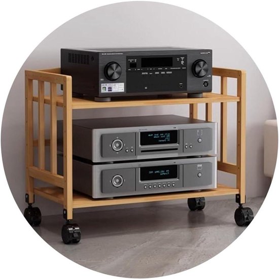Hifi-rek Bamboe - Audiokast 2-laags - Audioapparatuur Organiseren - Milieuvriendelijk Bamboe - 80x38x53cm - Houtkleur