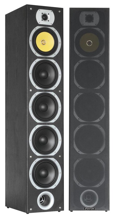 Hifi speakers - Fenton SHFT57B vloerstaande luidsprekers - 600W - 4-weg - Set van 2 van HI