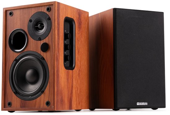 HiFi stereo set - Audizio KS02 - Boekenplank speakers - Bluetooth - Houtlook - 80W van Audizio