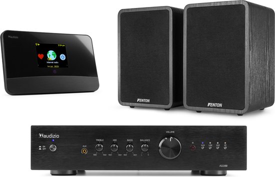 HiFi Stereo Set - Fenton set met tuner, versterker en 2 speakers - FM, DAB en internetradio - 200W van Merkloos