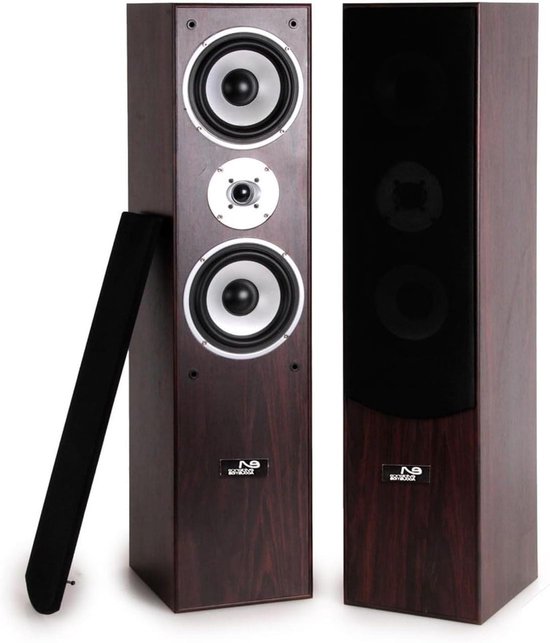 Hifi Zuilluidsprekers - Home Cinema Geluid - Muziek Films - 3-weg Bass Reflex - 2 x 500W - Walnoot van Merkloos