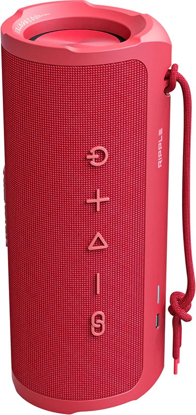 HiFuture Ripple-Luidspreker: Bluetooth 5.3, Draagbare krachtige basluidspreker, tot 12 uur speeltijd, 30 W draadloze muziekdoos, IPX7 water- en stofbestendig, 10 meter bereik, 10 W snel opladen, Kleur (Rood) van HI