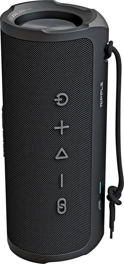 HiFuture Ripple-Luidspreker: Bluetooth 5.3, Draagbare krachtige basluidspreker, tot 12 uur speeltijd, 30 W draadloze muziekdoos, IPX7 water- en stofbestendig, 10 meter bereik, 10 W snel opladen, Kleur Zwart van HI