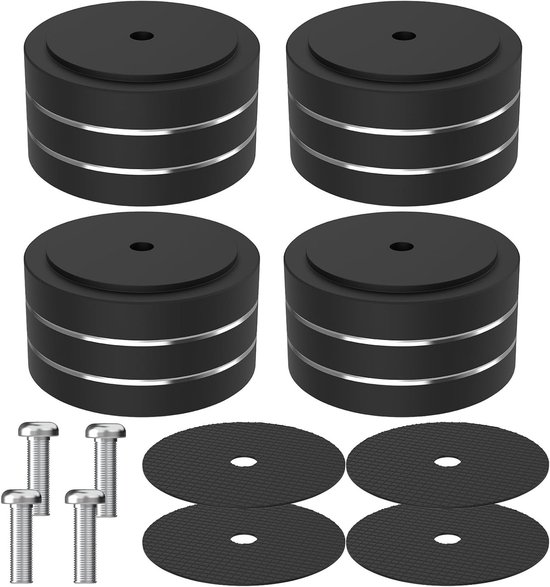 High-end 40mm * 20mm Aluminium Speaker Pads voor HiFi AMP Isolatie en Platenspeler DAC - 4 Stuks (Zwart) van Merkloos