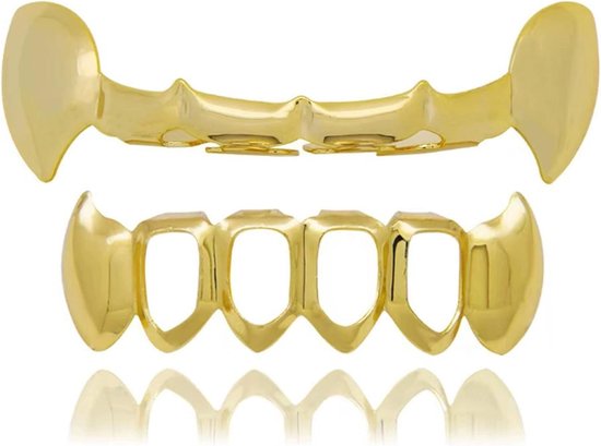 Hip Hop Grills Set met 2 Silicone Moulding Frames voor Muziekfestivals en Feestjes - Gouden Tanden Decoratie voor Rappers en Hip Hop Fans
