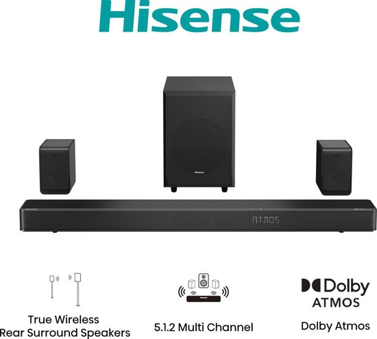 Hisense AX5125H soundbar luidspreker Zwart 5.1.2 kanalen 500 W van Hisense