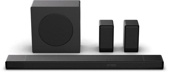 Hisense AX5140Q – Soundbar met draadloze subwoofer en draadloze surround speakers - 5.1.4 kanalen – 600W – Dolby Atmos