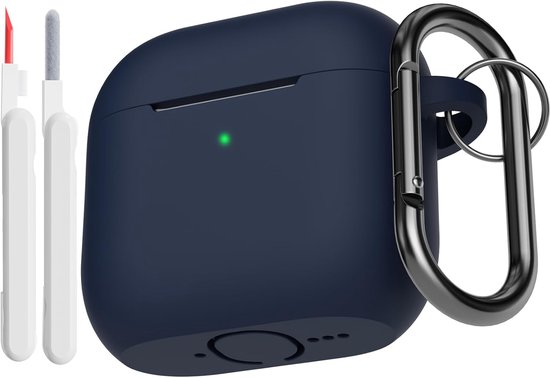 Hoes beschermhoes compatibel met AirPods 4e generatie met reinigingsset, stootvaste zachte dunne beschermhoes case voor Airpods 4 2024 met reinigingskit en karabijnhaak