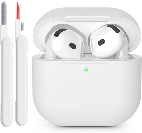hoes compatibel met Airpods 4 2024, hoes met zichtbare LED aan de voorkant, zachte siliconen beschermhoes voor volledige lichaamsbescherming en schokbestendigheid voor AirPods 4e