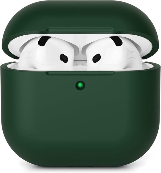 Hoes compatibel met AirPods 4 Case (2024), zachte siliconen stootvaste beschermhoes voor AirPods 4e generatie, case cover met volledige valbeveiliging, front-led zichtbaar, bosgroen