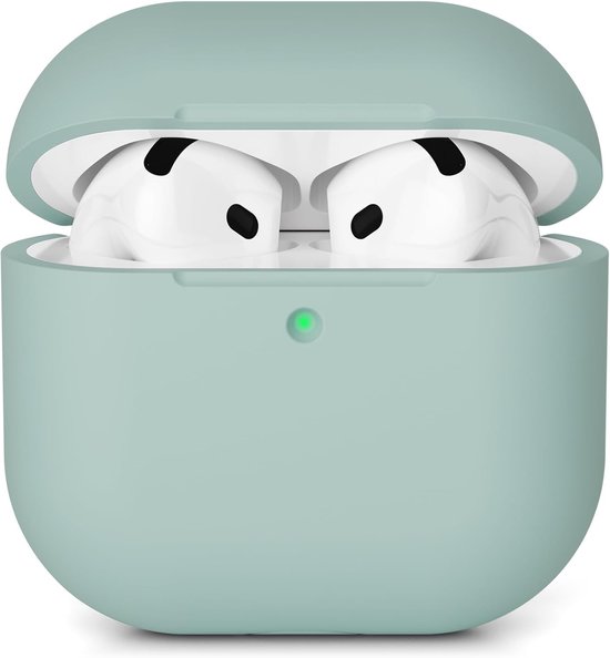 Hoes compatibel met AirPods 4 hoes case (2024), zachte siliconen stootvaste beschermhoes voor AirPods 4e generatie, case cover met volledige valbeveiliging, front-led zichtbaar, cloud grey