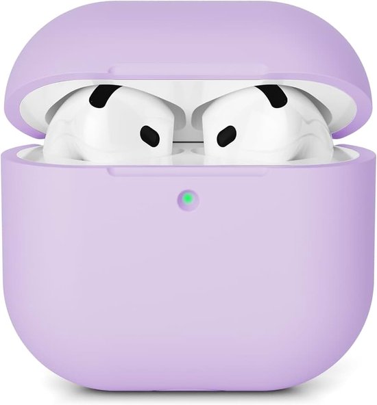 Hoes compatibel met AirPods 4 hoes case (2024), zachte siliconen stootvaste beschermhoes voor AirPods 4e generatie, case cover met volledige valbeveiliging, front-led zichtbaar, lavendel