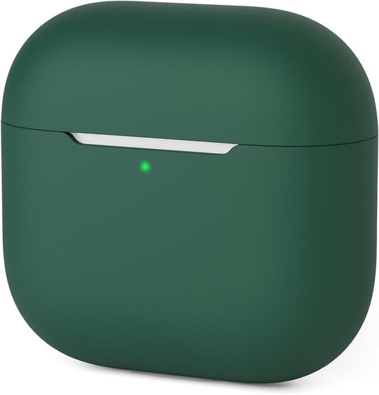 Hoes Compatibel met AirPods 4th Generation hoes 2024, Ultra-Thin, Beschermend Siliconen hoesj voor AirPods 4, LED vooraan zichtbaar (donkergroen)