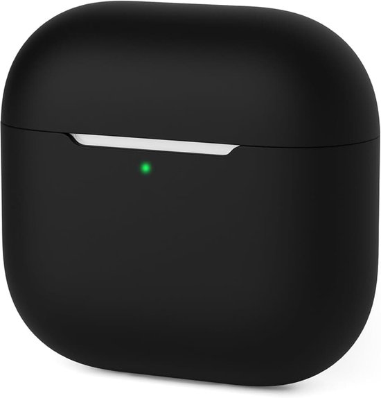 Hoes Compatibel met AirPods 4th Generation hoes 2024, Ultra-Thin, Beschermend Siliconen hoesj voor AirPods 4, LED vooraan zichtbaar (zwart)