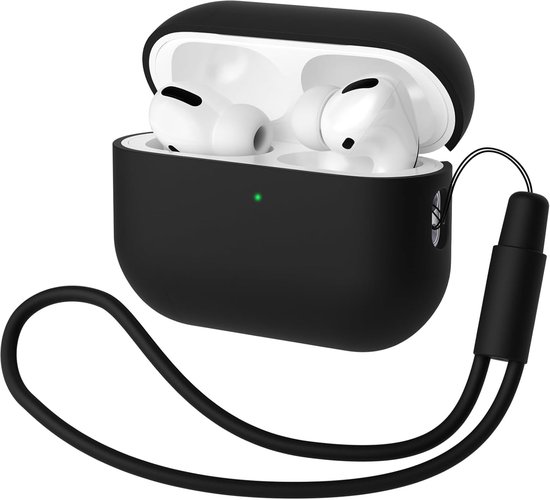 Hoes Compatibel met Airpods Pro 2 Generation hoes 2022, Ultra-Thin, siliconen stootvaste zachte beschermhoes voor Airpods Pro 2, LED vooraan zichtbaar (zwart)