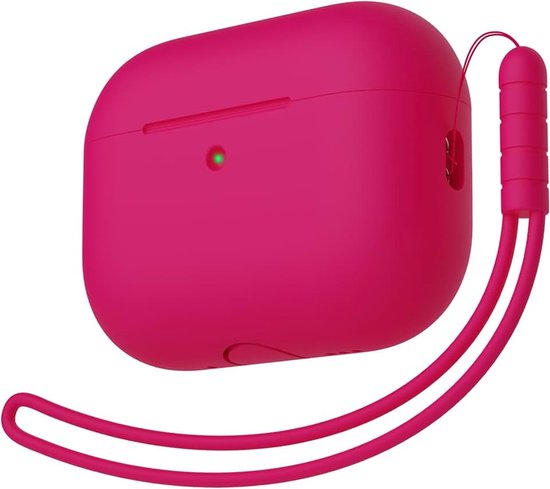 Hoes compatibel met AirPods Pro 3e generatie, rondom bescherming, siliconen beschermhoes voor AirPods Pro 3 met trekkoord, zichtbare led voor, watermeloenrood