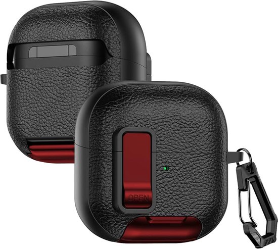 Hoes compatibel met Huawei FreeClip 2 met karabijnhaak, slank, schokbestendig, siliconen + PC, krasbestendige oordopjes, beschermhoes, afdekking, ondersteunt draadloos opladen, rode