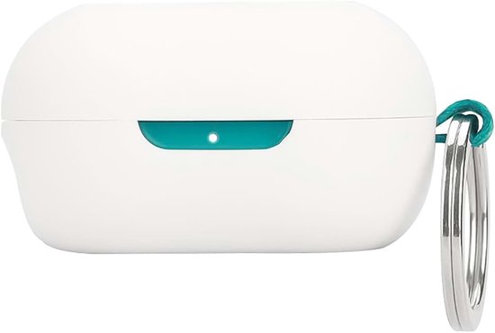 Hoes compatibel met JLab JBuds Mini, siliconen stootvaste beschermhoes, ultradunne case cover, geen geur, siliconen hoes - wit