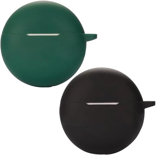 Hoes compatibel met Oppo Enco Buds2, [ondersteunt draadloos opladen] [stootvaste beschermhoes] mooie 3D-cartoon-zwart-groen
