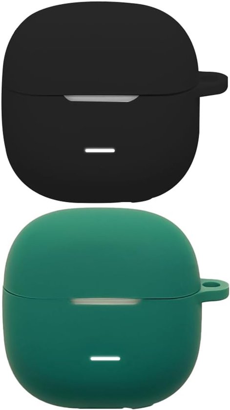 Hoes compatibel met Redmi Buds 8 Active, ondersteunt draadloos opladen, schokbestendige beschermhoes, grappige 3D-cartoons, zwart/groen, 2 stuks