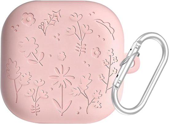 Hoes compatibel met Samsung Galaxy Buds 4/4 Pro, schattige grappige siliconen TPU-beschermhoes met sleutelhangerhaak, case cover voor jongens, meisjes mannen vrouwen, roze