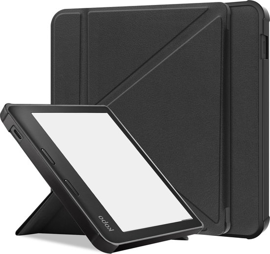Hoes Geschikt voor Kobo Libra 2 Hoesje Bookcase Cover Hoes Trifold - Hoesje Geschikt voor Kobo Libra 2 Hoes Cover Case - Zwart van Case2go