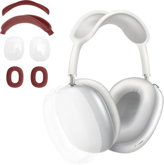 Hoes voor Airpod Max siliconen oorkussens bescherming afdekkingen TPU beschermhoes hoes cover case hoofdband cover case voor Apple Airpod Max wijnrood