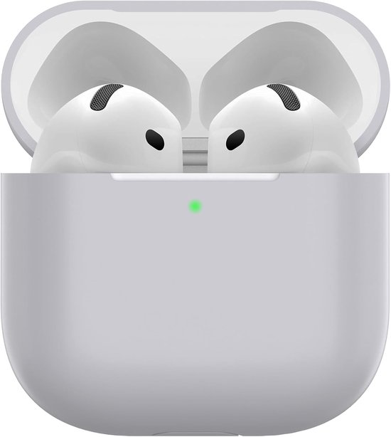 hoes voor Airpods 4, dun beschermend Silicone Case voor AirPods 4th 2024 (USB-C) Skin Front LED zichtbaar siliconen hoesje, Grijs