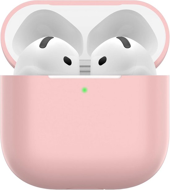 Hoes voor Airpods 4, dun beschermend Silicone Case voor AirPods 4th 2024 (USB-C) Skin Front LED zichtbaar siliconen hoesje, Roze