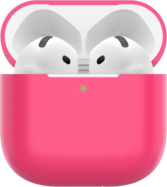 Hoes voor Airpods 4, dun beschermend Silicone Case voor AirPods 4th 2024 (USB-C) Skin Front LED zichtbaar siliconen hoesje, Watermelon Red