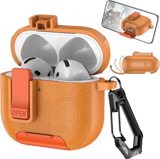 Hoes voor AirPods 4 Gen 2024 met Karabijnhaak PWZ Oranje