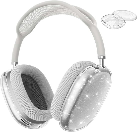Hoes voor AirPods Max 2 (2026) en AirPods Max 1 (2024/2020) hoofdtelefoon, zachte TPU doorzichtig anti-kras beschermhoes, transparante accessoires beschermhoes (glinsterend helder)