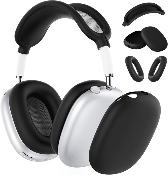 Hoes voor AirPods Max Hooftelefoons van MMOBIEL – Siliconen Oorkussens/Oorschelp/Hoofdband Beschermhoes – Anti-Kras Zachte Beschermer – Zwart