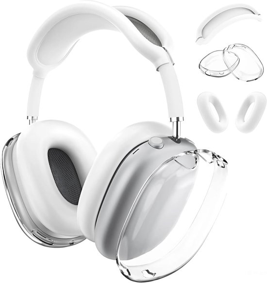 Hoes voor AirPods Max Hooftelefoons van MMOBIEL – Transparant Zacht TPU Oorschelp/Siliconen Oorkussens/Hoofdband Beschermhoes – Anti-Kras Beschermer – Wit