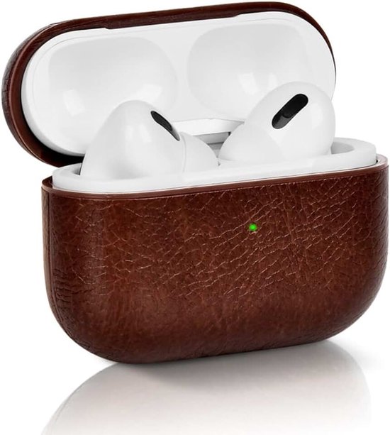Hoes voor AirPods Pro 2 2022, AirPods Pro 2 hoes, beschermhoes met haak, bruine hoofdtelefoon, PU case (led zichtbaar) (ondersteunt draadloos opladen) voor Apple AirPods Pro 2