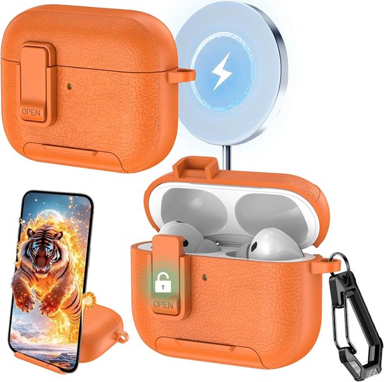 Hoes voor AirPods Pro 2 met Karabijnhaak PWZ Oranje