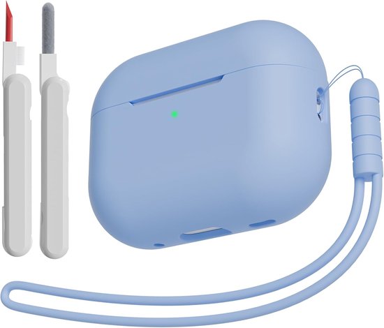 Hoes voor AirPods Pro 2 met reinigingsset, hemelsblauw