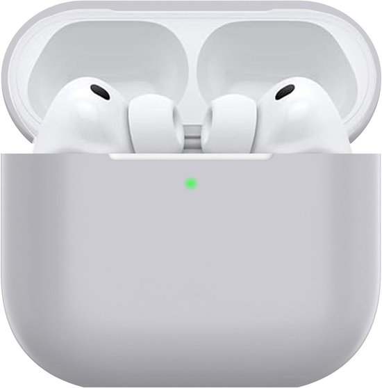 hoes voor Airpods Pro 3, dun beschermend Silicone Case voor Air Pods Pro 3 2025 (USB-C) Skin Front LED zichtbaar siliconen hoesje, Grijs